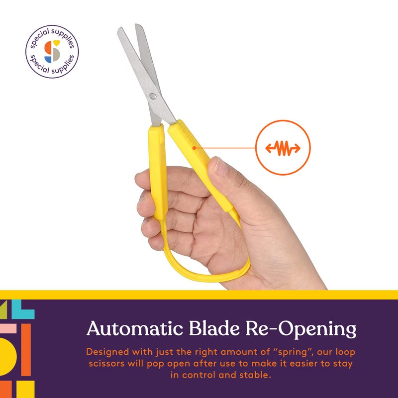 Special Supplies Loop Scissors for Teens And Adults 8 Inches (3-Pack) Colorful Looped, Adaptive Design, Right and Lefty Support, Small, Easy-Open Squeeze Handles, Supports Elderly and Special Needs - Image 2